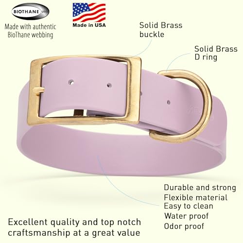 Image of Viper Biothane Heavy Duty Waterproof Dog Collar Strong Coated Nylon Webbing w /Solid Brass Hardware Odor-Proof Easy to Clean High Performance Fits Small Medium or Large Dogs, Pastel Purple