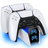 OIVO PS5 Controller Ladestation, PS5 Ladestation Controller mit 2-Stunden-Ladechip, Ladegerät für PlayStation 5, Schnellladung inklusive 2 Kabeln, LED-Ladestatusanzeige