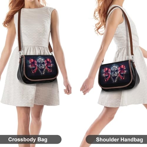 Screaming Demon Skulls Crossbody Bag Anti-Theft Side Shoulder Bags Adjustable Leather Messenger Bag Unisex4