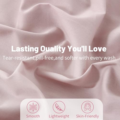MEISHANG 1000 Thread Count Egyptian Cotton Sheets California King - 100% Egyptian Cotton Sheet Set, Sateen Weave, Soft & Breathable, 16" Deep Pockets - 4 Piece (Cal King, Light Pink)