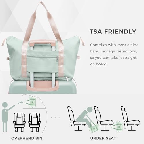 4 Piece Luggage Set, ABS Durable Suitcase Luggage Sets with Spinner Wheels and TSA Lock, Hard Suitcases witn Travel Bag for Go To School and Travel (grey green)4