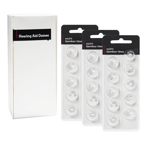 Hearing Aid Domes for Oticon Replacements, Oticon Minifit Open Bass Domes (10 mm/3 Packs）, Universal Domes for Oticon Hearing Aid Supplies.
