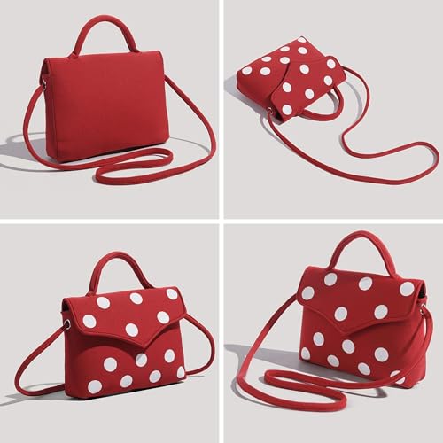 Bolso Tote para Mujer rojo con lunares estilo vintage miniatura 6