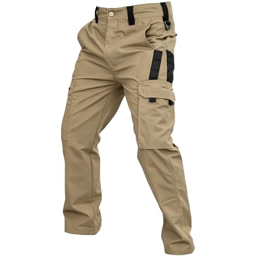 HOMUG Tactical Work Pants for Men Ripstop Beige 36Wx30L