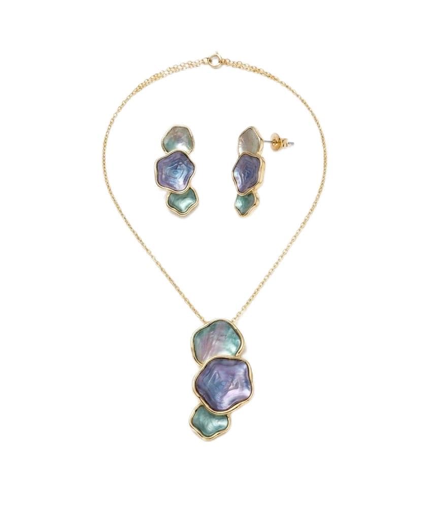 Women's Designer Gel Filled Enamel Pendant Necklace with Matching Earrings Set With Modern Abstract Fashion Jewellery Lightweight Party Office Daily Gift Set-picture-43