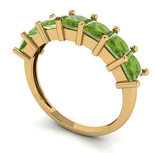 Clara Pucci 1.75 tcw Eternity Wedding Band for Women - 3.5mm Princess Cut Peridot Birthstone Gold Ring - 14K Yellow Gold Stacking Bridal Wedding Ring for her2
