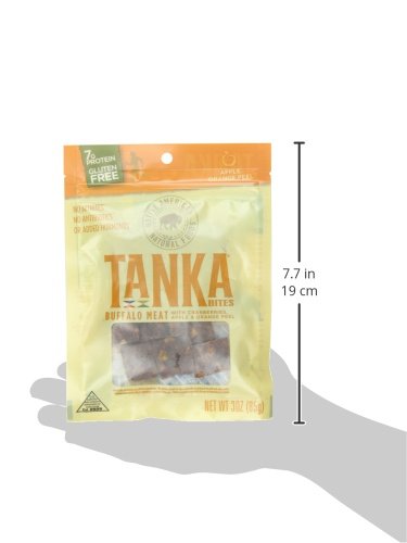 Bison Pemmican Meat Bites with Buffalo & Cranberries by Tanka, Gluten Free, Beef Jerky Alternative, Apple Orange Peel, 3 Oz, Pack of 6 (Packaging May Vary)