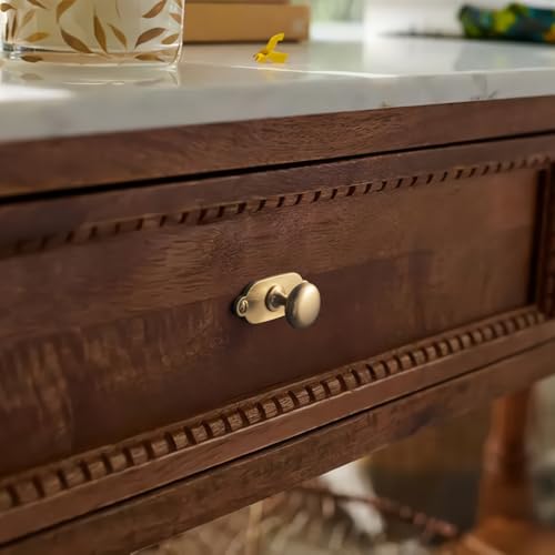 Image of Goo-Ki Champagne Bronze Zinc Alloy Cabinet Knob with Backplate - Single Hole Center Cabinet Pull Hardware for Bedroom, Kitchen, 6 Pack（8611-G013）