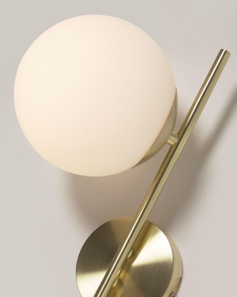 Applique Da Parete Moderna Doppia Sfera In Vetro, Struttura Oro, Attacchi G9, Per Soggiorno E Camera Da Letto