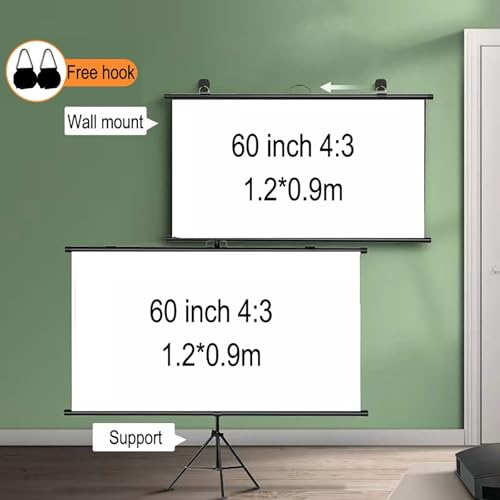 Pantalla de proyección manual 60" 4:3 con trípode negra miniatura 2