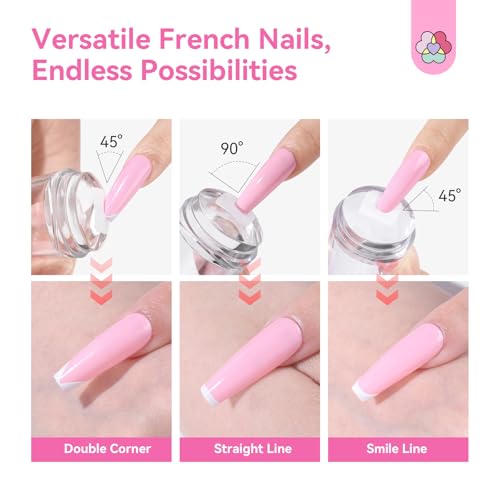 Image of Saviland French Tip Nail Stamp: 4PCS Nail Art Stamper Kit Clear Silicone Nails Stamping Long & Short Jelly Stamper with Scrapers Nails Stamper Kit for French Manicure Home DIY Salon