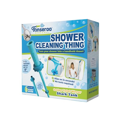 Image of Rinseroo: inchShower Cleaning Thing inch-Slip-On Handheld Hose Attachment for Fast, Mess-Free Shower Wall Rinsing-6 Ft Hose, Fits Up to 5 inch Shower Head -Temporarily Converts Standard Shower into Handheld