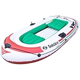 Solstice Inflatable Boat for Lakes, Rivers & Beaches – Heavy-Duty Raft with Swivel Oar Locks, Rod Holders & Inflatable Seats – Voyager, Fishing, 4-Person, Brown, 8'6'