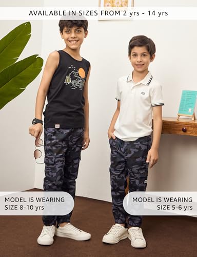 Image of Amazon Brand - Symbol Boy's Cotton Cargo Jogger | Elasticated Waistband and Cuff | Stretchable | Age 2-14 Years