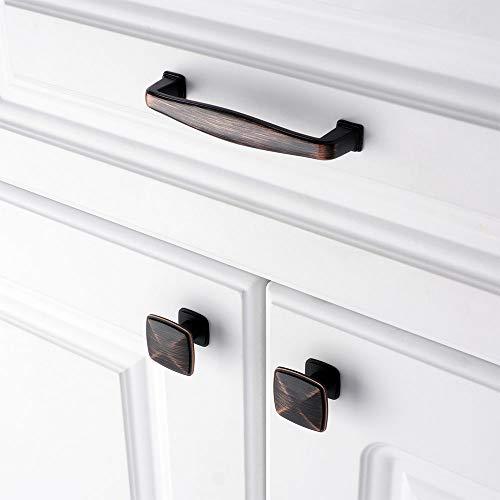 Koofizo Square Foot Cabinet Arch Pull - Oil Rubbed Bronze Furniture Handle, 3.8 Inch/96mm Screw Spacing, 10-Pack for Kitchen Cupboard Door, Bedroom Dresser Drawer, Bathroom Furniture Hardware