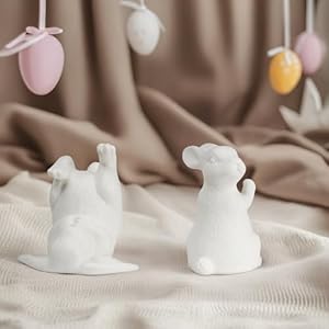 NEROSUN 2 Pack Easter Bunny Figurines, Ceramic White Rabbit Statues Tabletop Ornaments, Lighted Bunny Decorations for Home Table Shelf Party Spring Easter Decor NEROSUN 2 Pack Easter Bunny Figurines Ceramic White Rabbit Statues Tabletop Ornaments Lighted Bunny Decorations for Home Table Shelf Party Spring Easter Decor