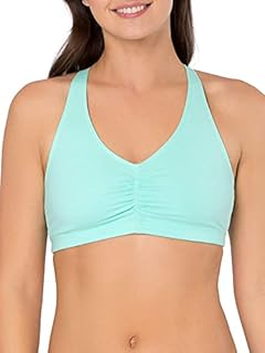 Fruit of the Loom womens Adjustable Shirred Front Racerback Sports Bra, Mint Chip/White/Grey Heather - 3 Pack, 38 US