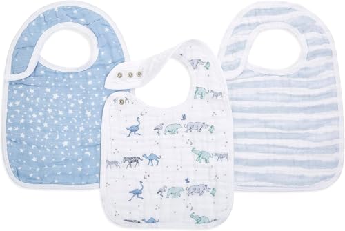 aden + anais Lot de 3 Bavoirs À Bouton-Pression En Mousseline de Coton, Bavoirs Coton Absorbants, Bavoirs d'épaule, Bébé Garçon, Bébé Fille, 23cm x...