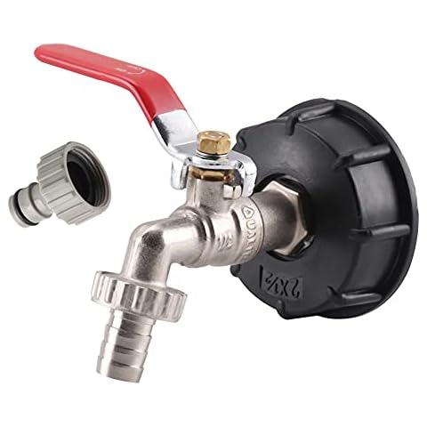 TOOLSTAR IBC Adapter, 1000 Liter Tank Adapter IBC Tank Adapter S60X6 to Brass Garden Tap 1/2" Hose Fitting Oil Fuel Water Replacement Valve Fitting Parts Cover
