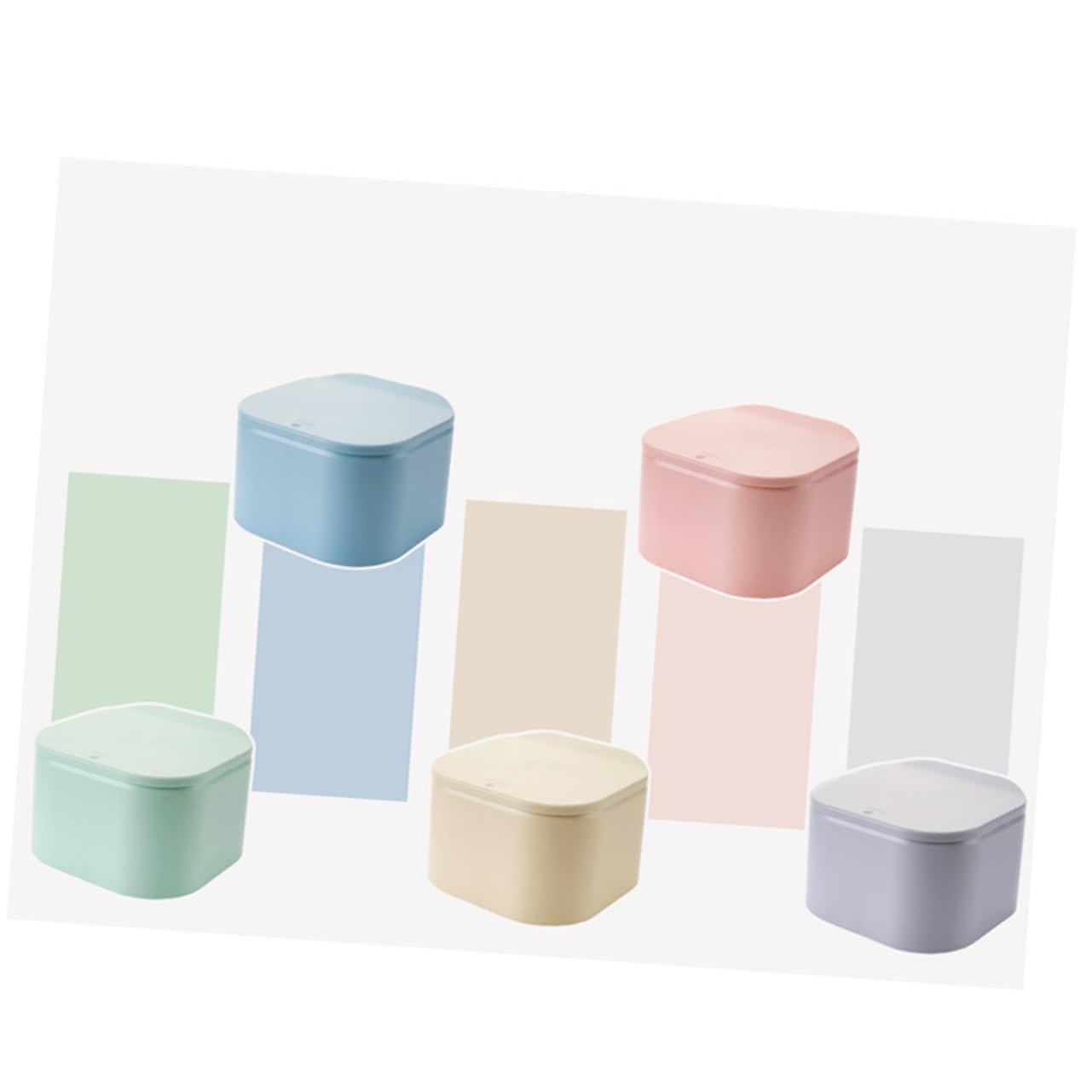 OKUMEYR Cute Mini Desktop Trash Can Easy to Use Push Type Waste Bin Green Plastic for Office Home Travel