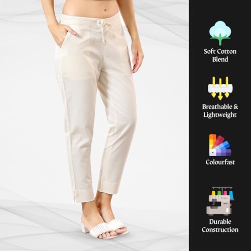 Image of TRASA Ultra Soft Cotton Regular and Plus 8 Colour Cotton Pants for Womens and Girls - Available Sizes : M,L,XL,2XL,3XL,4XL,5XL