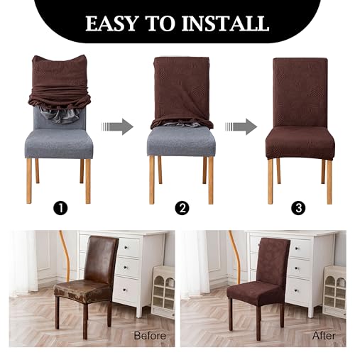 Image of Genina Waterproof Dining Chair Cover Set of 2,Kitchen Chair Cover,Chocolate