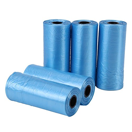 Saco de lixo para cães, 10 rolos de saco de cocô para cães e gatos (15 peças de cada rolo) (azul)