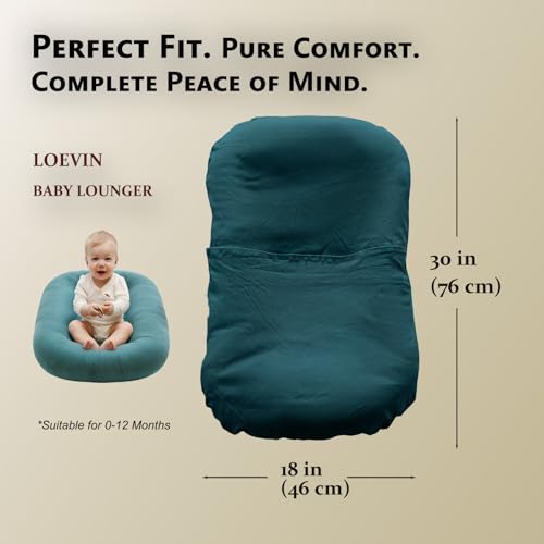 Image of Baby Lounger for Newborn,Baby Play Mat Soft Cotton for Playtime & Sitting,Flat Babies Essentials Gifts Awake-Time for Boys & Girls 0-12 Months Home Travel(Peacock Green)