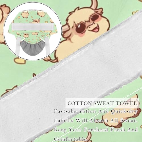 Image of 2 PCS Bouffant Cap with Button Ponytail Pouch Working Cap Sweatband Adjustable Surgical Cap Black and White Cow