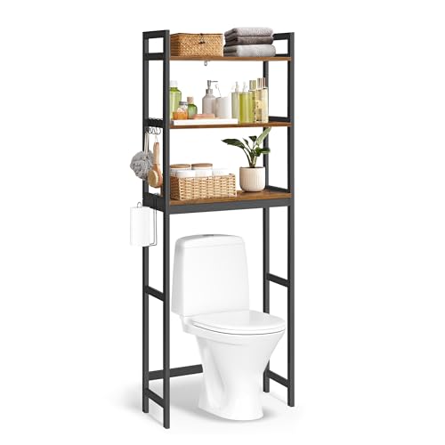 SONGMICS Over-The-Toilet Storage, 3-Tier Bathroom Organizer Over Toilet with Adjustable Shelves,...
