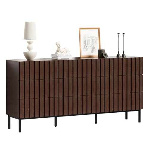 UEV Kommode mit 9 Schublanden 150x34x72cm Modernes Sideboard TV Board Aufbewahrungsschrank Schmal kommode Buffet Schrank für Wohnzimmer Schlafzimmer Flur (Dunkelbraun)