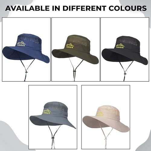 Image of Kraptick Headwear Hat - Lightweight Sun Hat with Foldable Boonie Cap Travellero Round Hat for Travel, UV Protection Summer Cap & Chin Strap with Adjustable Toggle for Secure Fit