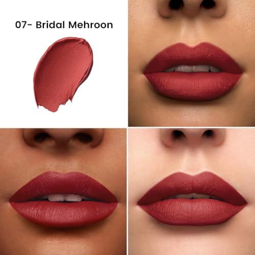Image of Colors Queen Hold Up Full Day Non-Transfer Matte Lipstick | Long Lasting and Weightless Formula | Intense Color Pay Off | Waterproof Lipstick for Women (107 - Bridal Mehroon, 4g)