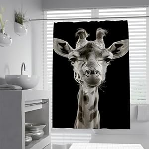 BYLEEHOMED Zabawna Żyrafa Zasłona Prysznicowa 90x180cm