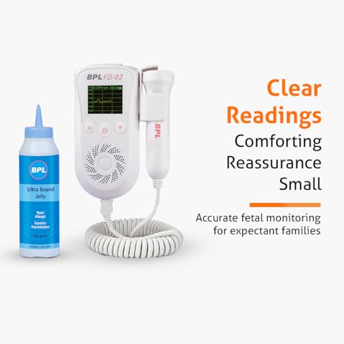 Image of BPL Medical Technologies FD-02 Fetal Doppler Smart Noise Reduction & Heartbeat Detection Machine with Ultrasound Gel|In-Built Speaker for Home and Clinic Use - White