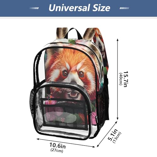 Clear Backpack for School Flowers Red Panda Transparent Bookbag for Girls See Through PVC Boy Backpacks4