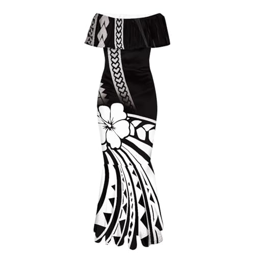 Image of Polynesian Dresses for Women Off Shoulder Maxi Dress Puletasi Samoan Dresses S-7XL