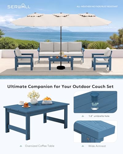 Image of SERWALL HDPE Outdoor Patio Furniture Set with Coffee Table