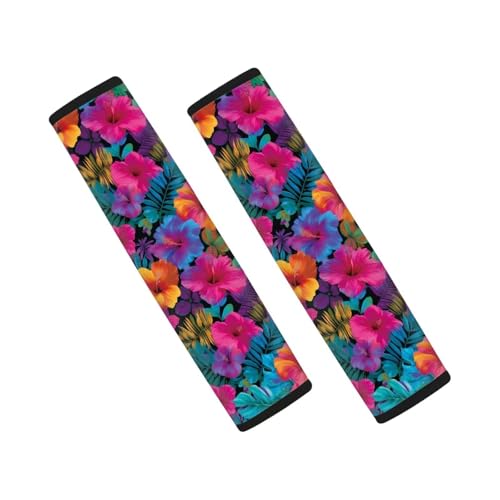 Image of AFPANQZ Tropical Flowers Seat Belt Pads Covers Universal Fit for Truck Vans Sedans SUVs Safety Seatbelt Pad Cushion Comfortable Driving Car Seats Accessories One Pair