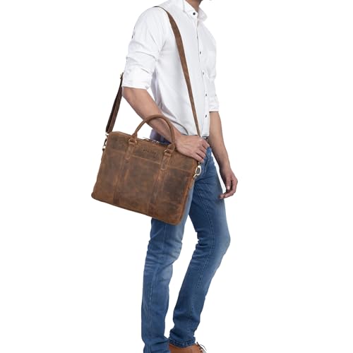Bolso de negocios de cuero para hombre maletín para ordenador 13,3 pulgadas y carpetas DIN A4 2