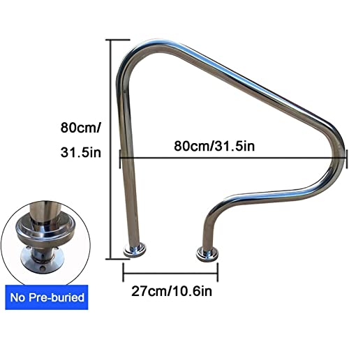 Barandal para piscina de acero inoxidable 304 32x32 pulgadas miniatura 3