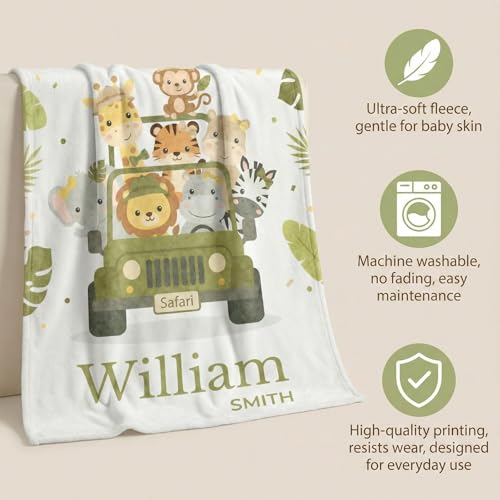 Image of Personalized Baby Blanket for Girls, Custom Floral Baby Blanket with Name, Soft & Fuzzy Newborn Receiving Blankets for Toddler, Customized Baby Gifts for Birthday Baby Shower