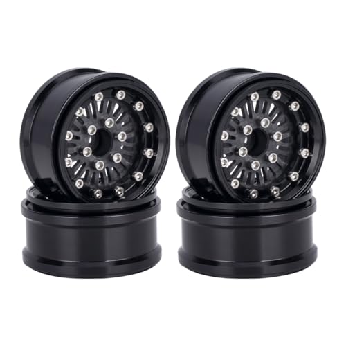 1.9 beadlock Wheels - 10mm Deep Dish Negative Offset Wheels for 1/10 RC Crawler SCX10 TRX4 VS4-10 Gen8, W1952 (Black A)