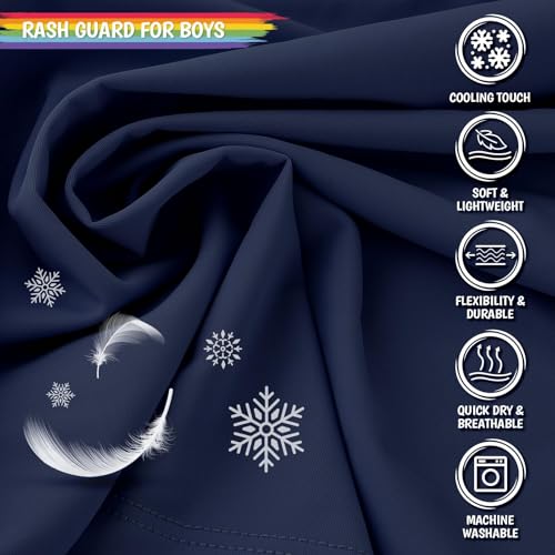 Image of Boy's UPF 50 Rash Guard Swim Shirts Short Sleeve Sun Protection SPF Fishing Surfing Water Beach Shirts Quick Dry