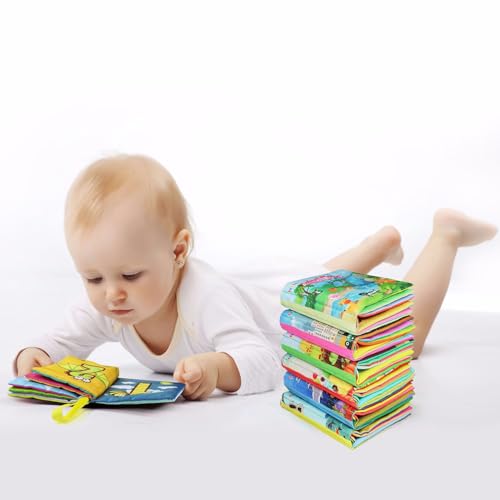 Image of teytoy My First Soft Book,Nontoxic Fabric Baby Cloth Books Early Education Toys Activity Crinkle Cloth Book for Toddler, Infants and Kids Perfect for Baby Shower -Pack of 6