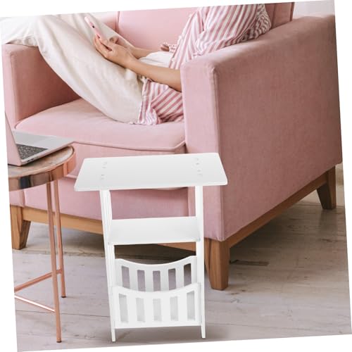Table de Chevet Blanche Design Simple en Composite Atmosphère Unique - 7