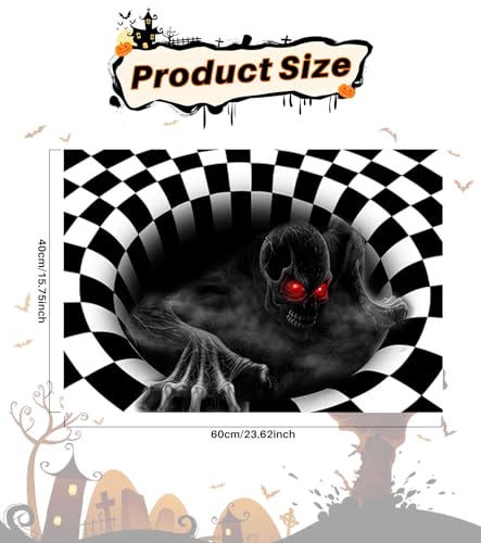 Halloween Doormat, 3D Stereo Vision Skeleton Rug, Checked Horror Doormat, 3D Funny Soft Carpet, Clown Trap Pattern, Floor Mat - Image 2