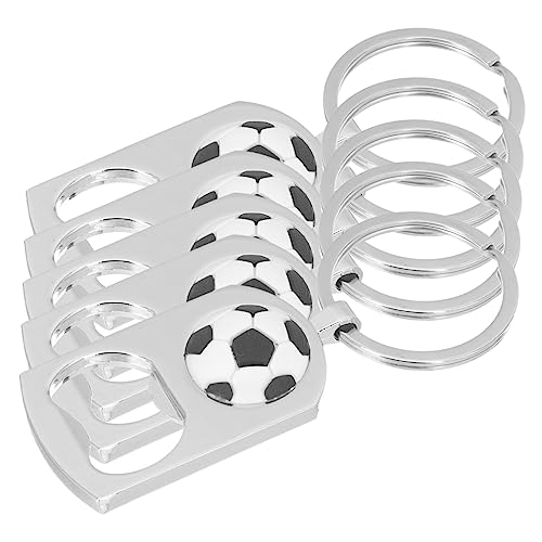 GRIRIW Metal Soccer Bottle Opener Keychain Set 5pcs Design for Every Occasion
