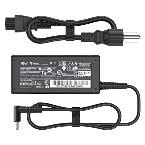 VRAVEK 65W Laptop Charger Compatible with HP Pavilion x360 14 15 17 Envy 13 15 X360 Elitebook 840 G5, Zbook 14u G4 G5 15u 15 G3 ProBook Chromebook Spectre 19.5V 3.33A Adapter Power Cord Blue Tip