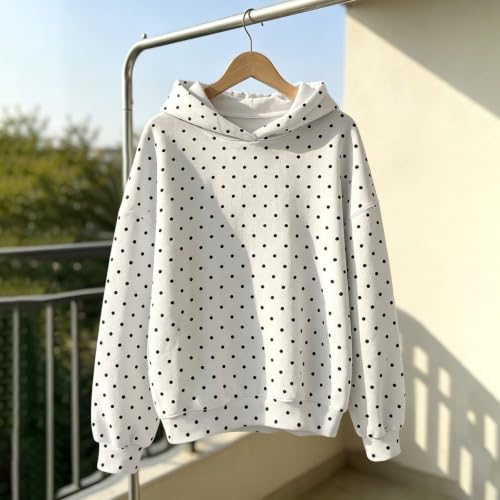 Kiavfrkp Hoodies for Teen Girls Cute Polka Dots Pullover Hooded Sweatshirt - image 8